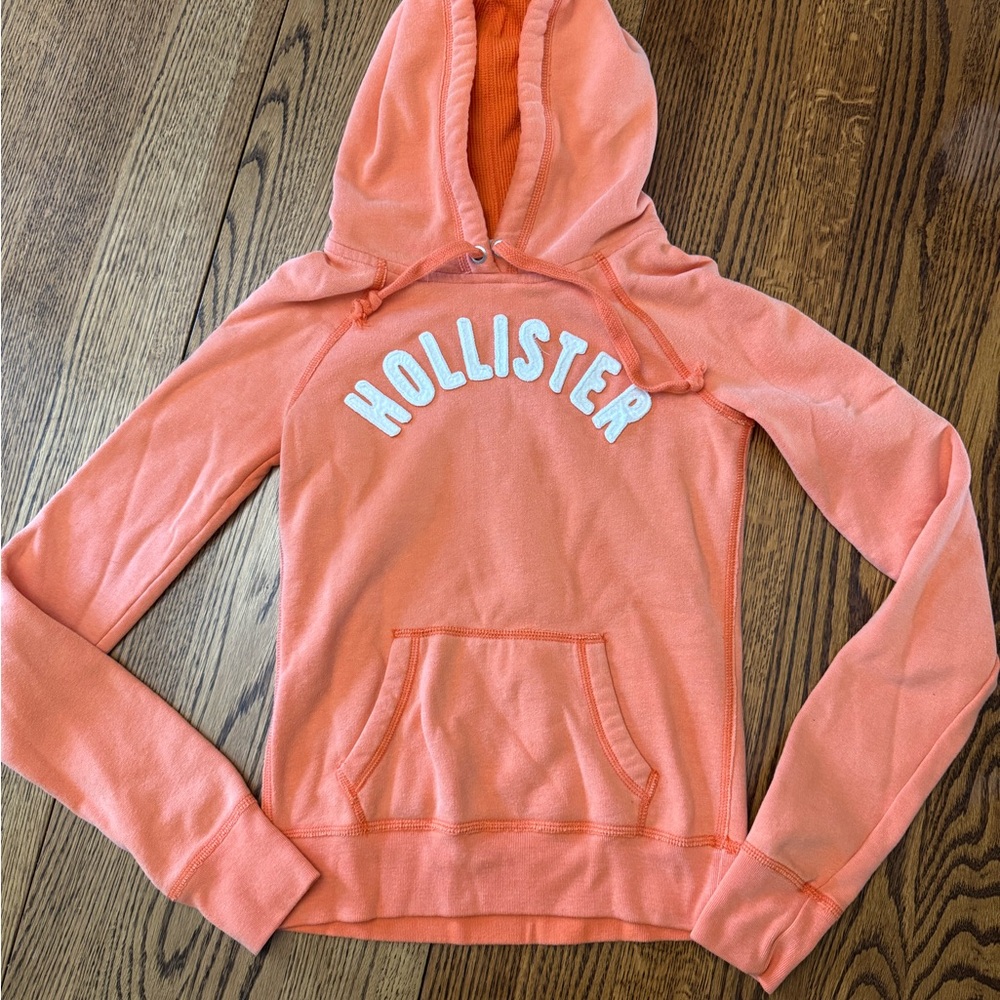 Hollister Orange Sweater with Hood and Long Sleeves